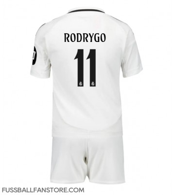 Real Madrid Rodrygo Goes #11 Replik Heimtrikot Kinder 2024-25 Kurzarm (+ Kurze Hosen)
